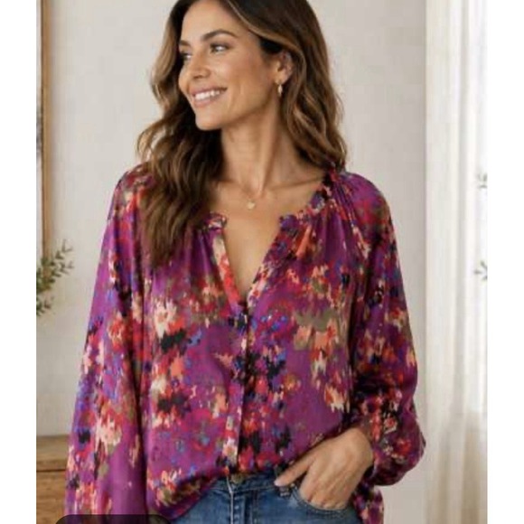 Old Khaki Tops - Old Khaki Women's Floral Button-Up Blouse – Colorful Boho Lightweight Top